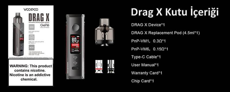 VooPoo Drag X Kutu İçeriği